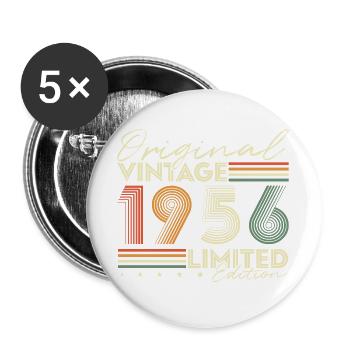 Original 1956 Vintage Vintage Anniversaire Rétro - Lot de 5 grands badges (56 mm) - blanc - Devant