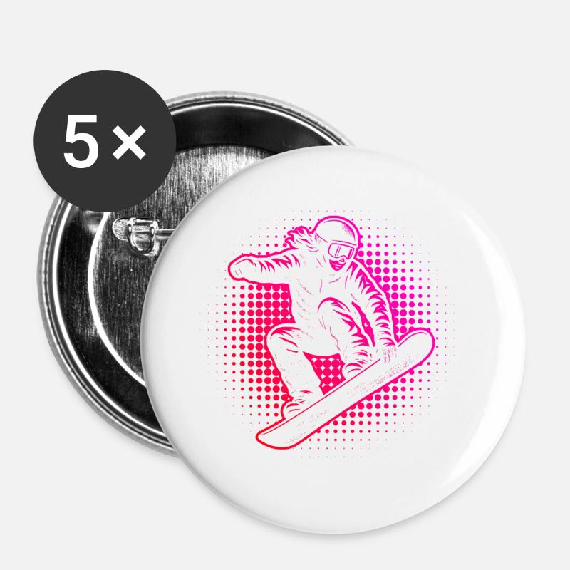 Neon Snowboarder Halftone Style - Buttons large 2.2''/56 mm (5-pack) - white