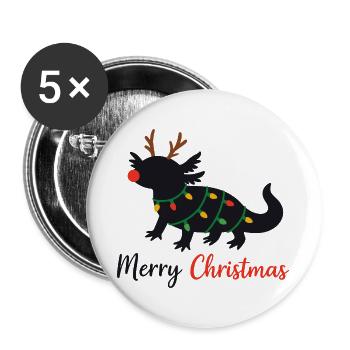 Axolotl Christmas Winter Animals Axolotls - Buttons large 2.2''/56 mm (5-pack) - white - Front