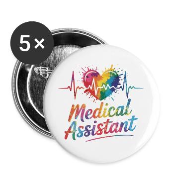 Rainbow Medical Assistant Heart - Buttons large 2.2''/56 mm (5-pack) - white - Front