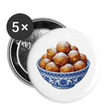 Oliebollen in embroidered look (printed) - Buttons large 2.2''/56 mm (5-pack) - white - Front