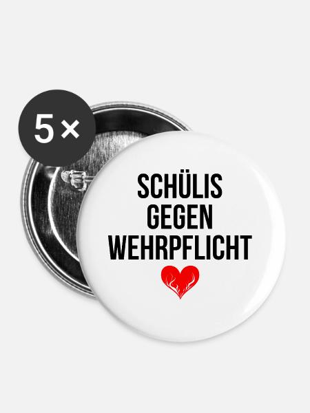 Schülis gegen Wehrpflicht - Buttons groß 56 mm (5er Pack) - Weiß