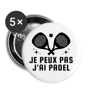 I can't I have padel - Buttons large 2.2''/56 mm (5-pack) - white - Front