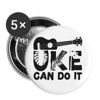 Ukulélé hawaïen uke uke peut le faire - Lot de 5 grands badges (56 mm) - blanc - Devant