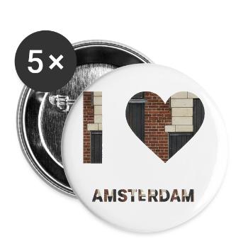 T-shirt emblème cœur en brique d’Amsterdam - Lot de 5 grands badges (56 mm) - blanc - Devant