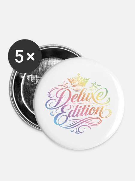 Deluxe Edition Krone - Buttons groß 56 mm (5er Pack) - Weiß