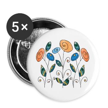 Blumen - Buttons groß 56 mm (5er Pack) - Weiß - Vorne