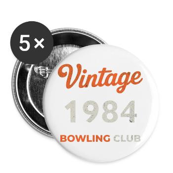 Vintage 1984 – Bowling Club Retro Birth Year - Buttons large 2.2''/56 mm (5-pack) - white - Front