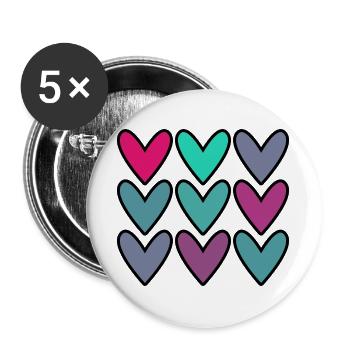 VALENTINE'S DAY. HEART. I LOVE YOU. I LOVE YOU - Buttons large 2.2''/56 mm (5-pack) - white - Front
