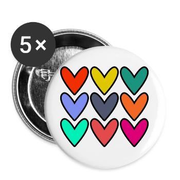 VALENTINE'S DAY. HEART. I LOVE YOU. I LOVE YOU - Buttons large 2.2''/56 mm (5-pack) - white - Front