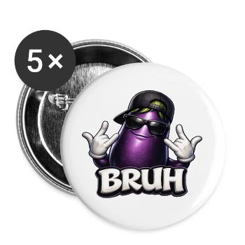 Aubergine Bruh Cool Kids Kinder  - Buttons groß 56 mm (5er Pack) - Weiß - Vorne