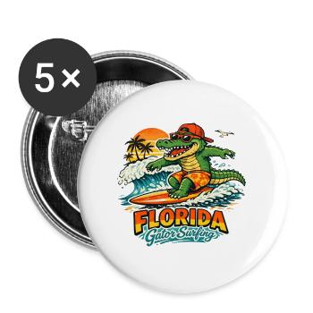 Surfender Alligator in Florida - Buttons groß 56 mm (5er Pack) - Weiß - Vorne