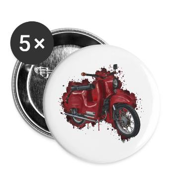 East German Schwalbe moped watercolor – cult vehicle - Buttons large 2.2''/56 mm (5-pack) - white - Front