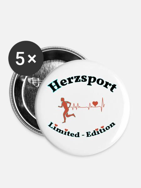 Heart sports - Buttons large 2.2''/56 mm (5-pack) - white