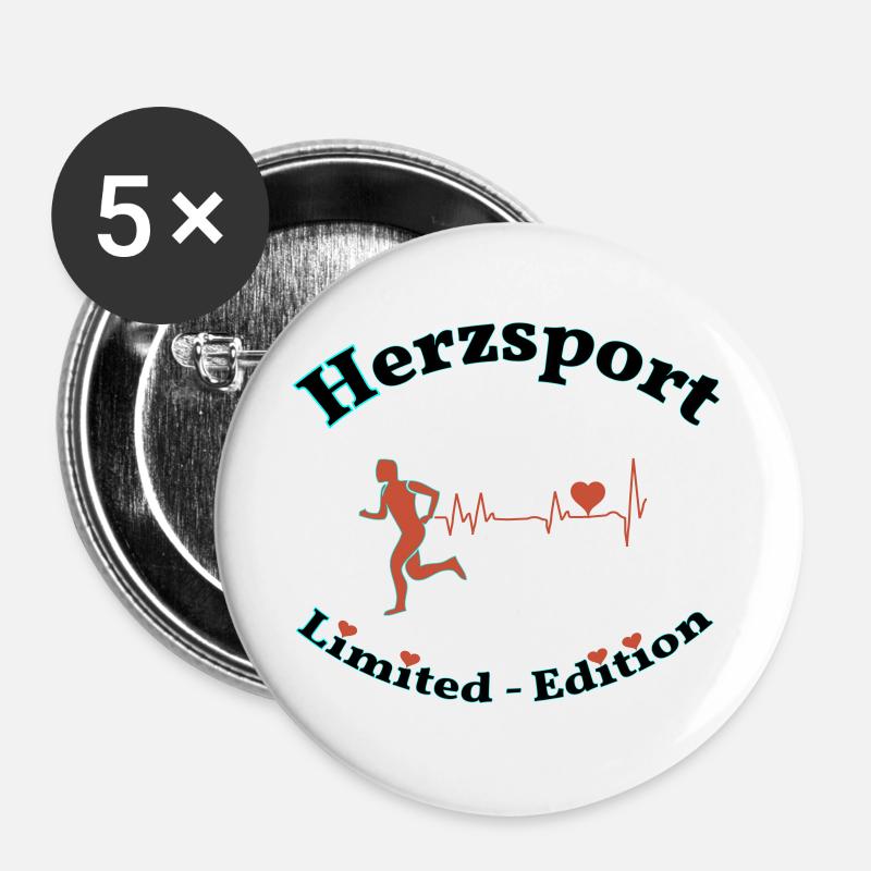 Heart sports - Buttons large 2.2''/56 mm (5-pack) - white