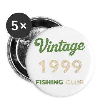 Millésime 1999 – Année de naissance rétro du club de pêche - Lot de 5 grands badges (56 mm) - blanc - Devant