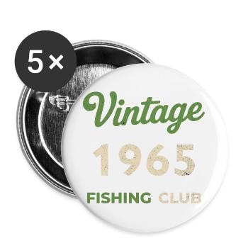 Millésime 1965 – Année de naissance rétro du club de pêche - Lot de 5 grands badges (56 mm) - blanc - Devant