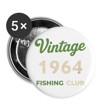 Millésime 1964 – Année de naissance rétro du club de pêche - Lot de 5 grands badges (56 mm) - blanc - Devant