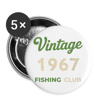 Vintage 1967 – Fishing Club Retro Birth Year - Buttons large 2.2''/56 mm (5-pack) - white - Front