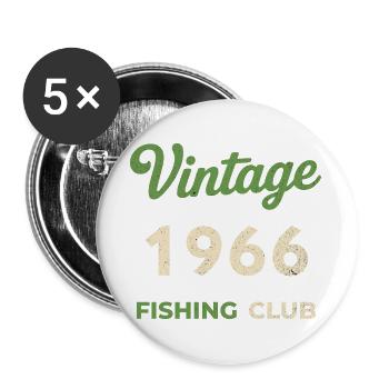 Millésime 1966 – Année de naissance rétro du club de pêche - Lot de 5 grands badges (56 mm) - blanc - Devant