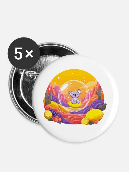 Koala im Glaskugel-Wunderland - Buttons groß 56 mm (5er Pack) - Weiß