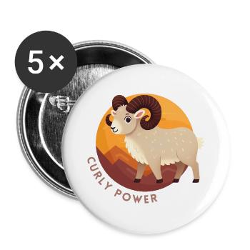 Pouvoir bouclé du Bélier - Lot de 5 grands badges (56 mm) - blanc - Devant