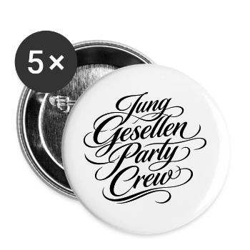 Junggesellen Party Crew Jga - Buttons groß 56 mm (5er Pack) - Weiß - Vorne