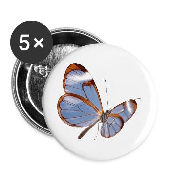 Conception transparente papillon Glasswing - Lot de 5 grands badges (56 mm) - blanc - Devant