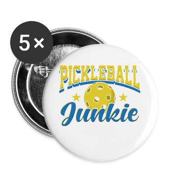 Design sportif rétro de Pickleball Junkie - Lot de 5 grands badges (56 mm) - blanc - Devant