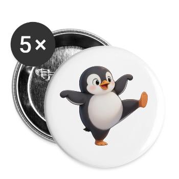 Süßer Pinguin Kung Fu Meister Cartoon Toller Tänze - Buttons groß 56 mm (5er Pack) - Weiß - Vorne
