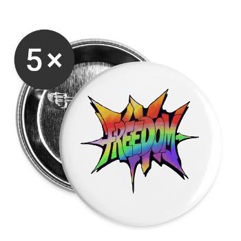 Freedom Rainbow Explosion - Buttons groß 56 mm (5er Pack) - Weiß - Vorne