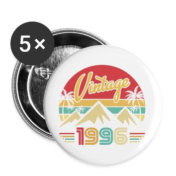 Year of Birth 1996 Birthday Gift 1966 - Buttons large 2.2''/56 mm (5-pack) - white - Front