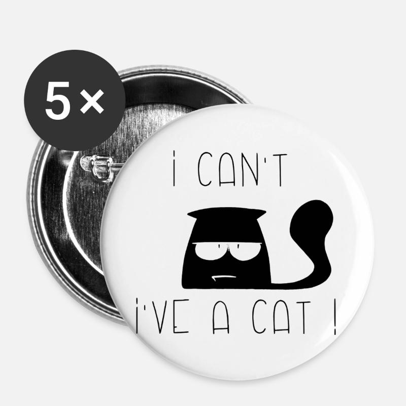 Ich kann nicht, ich bin katzenmüde! - Buttons groß 56 mm (5er Pack) - Weiß