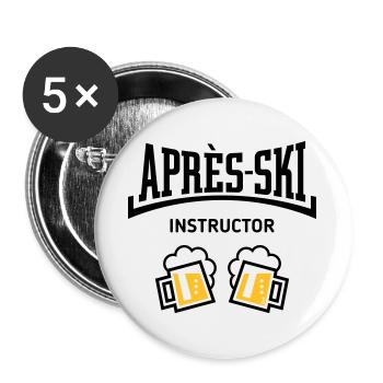 Après-Ski Instructor (Bier Apres Ski Konkav POS3C) - Buttons groß 56 mm (5er Pack) - Weiß - Vorne