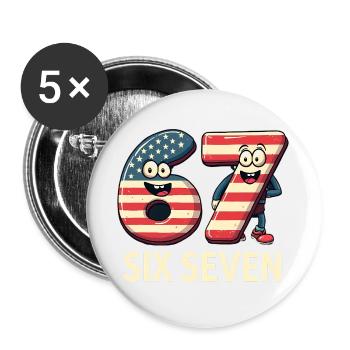US Flag 67 Memes Six Seven - Buttons large 2.2''/56 mm (5-pack) - white - Front