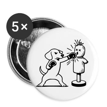 Sparring Dachshund Boxing Line Art - Buttons large 2.2''/56 mm (5-pack) - white - Front