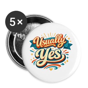 Usually Yes Retro Hand Lettering - Buttons large 2.2''/56 mm (5-pack) - white - Front
