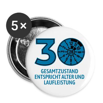 HU Januar 2026 - 30 Jahre - Geburtstag Geschenk - Buttons groß 56 mm (5er Pack) - Weiß - Vorne