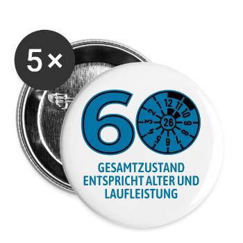 HU Januar 2026 - 60 Jahre - Geburtstag Geschenk - Buttons groß 56 mm (5er Pack) - Weiß - Vorne