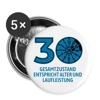 HU Februar 2026 - 30 Jahre - Geburtstag Geschenk - Buttons groß 56 mm (5er Pack) - Weiß - Vorne
