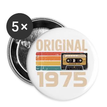 Original 1975 Vintage 1975 Retro Birthday - Buttons large 2.2''/56 mm (5-pack) - white - Front