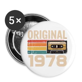 Originales 1978er Retro-Jubiläum 1978 - Buttons groß 56 mm (5er Pack) - Weiß - Vorne
