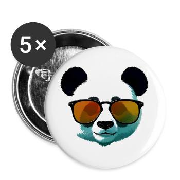 Panda with Sunglasses Gradient - Buttons large 2.2''/56 mm (5-pack) - white - Front