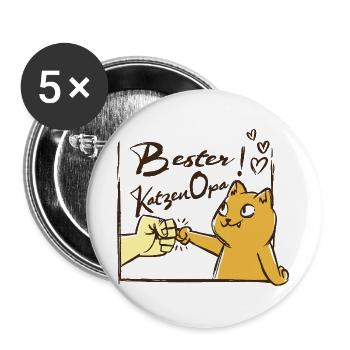 Chat Grand-père Cadeau Chats Grand-père Amoureux des chats - Lot de 5 grands badges (56 mm) - blanc - Devant