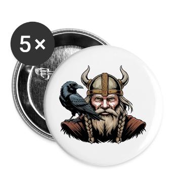 Viking Viking Legend Sailor Odin Raven Fighter - Buttons large 2.2''/56 mm (5-pack) - white - Front