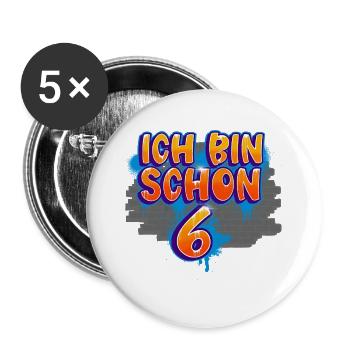 6th Birthday Graffiti - Buttons large 2.2''/56 mm (5-pack) - white - Front