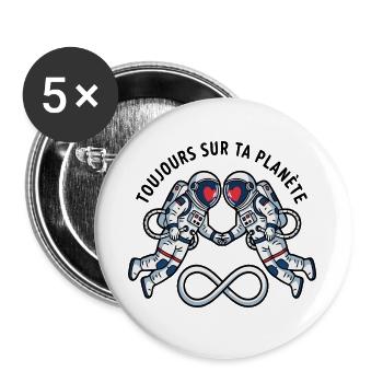 Cosmic Lovers: Astronaut Hearts - Lot de 5 grands badges (56 mm) - blanc - Devant