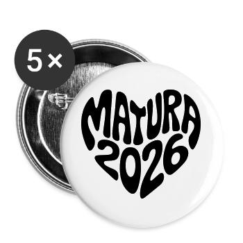 Matura 2026 Herz Form - Buttons groß 56 mm (5er Pack) - Weiß - Vorne