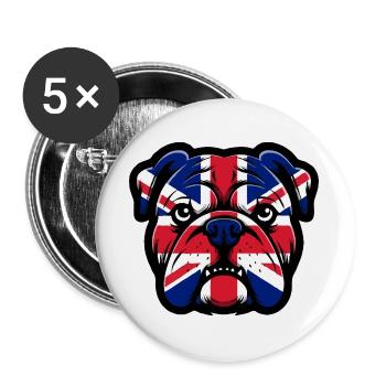Portrait du bouledogue Union Jack - Lot de 5 grands badges (56 mm) - blanc - Devant