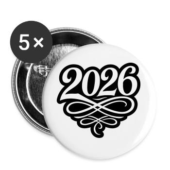 2026 year - Buttons large 2.2''/56 mm (5-pack) - white - Front